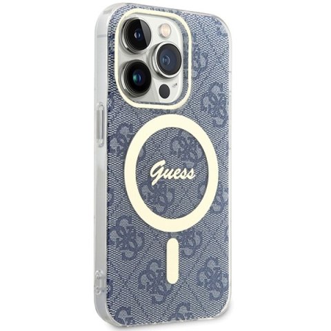 Etui na telefon iPhone 15 Pro Guess IML 4G MagSafe niebieskie