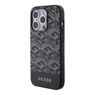 Etui na telefon iPhone 15 Pro Guess GCube Stripes MagSafe czarne