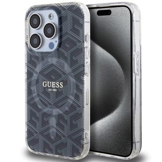 Etui na telefon iPhone 15 Pro Guess IML GCube MagSafe czarne