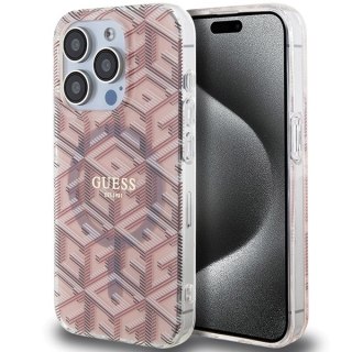 Etui na telefon iPhone 15 Pro Guess IML GCube MagSafe różowe