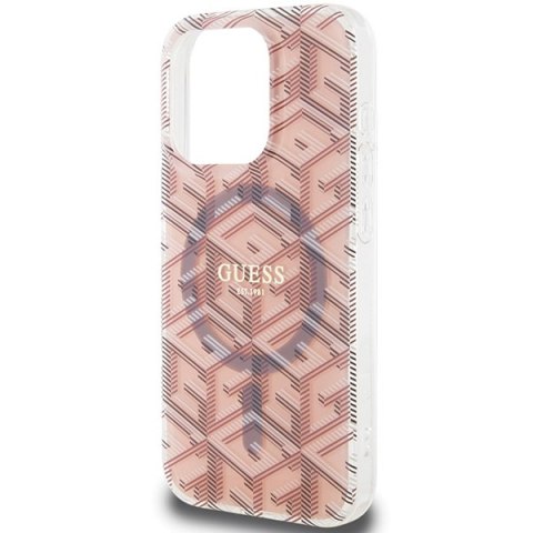 Etui na telefon iPhone 15 Pro Guess IML GCube MagSafe różowe