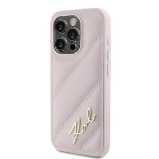 Etui Karl Lagerfeld KLHCP15LPQDSMGP Apple iPhone 15 Pro hardcase Diagonal Quilted Script różowy/pink