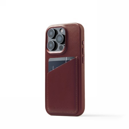 Etui na telefon iPhone 15 Pro Mujjo Full Leather Wallet Case MagSafe burgundowy