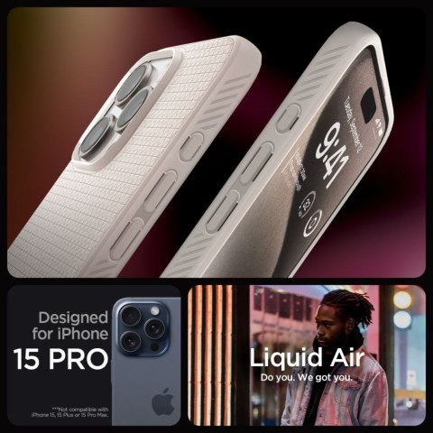 Etui na telefon iPhone 15 Pro Spigen Liquid Air naturalny tytan