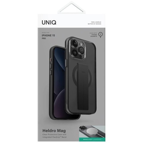 Etui na telefon iPhone 15 Pro UNIQ Heldro MagClick Charging czarny