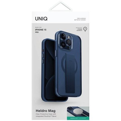 Etui na telefon iPhone 15 Pro UNIQ Heldro MagClick Charging niebieski