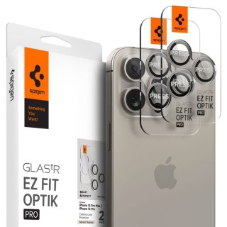 Osłona aparatu Spigen Optik.tr EZ Fit iPhone 14 Pro / 14 Pro Max / 15 Pro / 15 Pro Max Natural Titanium [2 PACK]