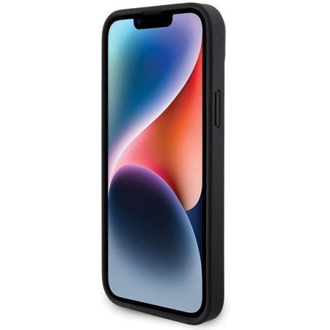 Etui na telefon iPhone 15 Plus / 14 Plus BMW czarne skórzane Carbon