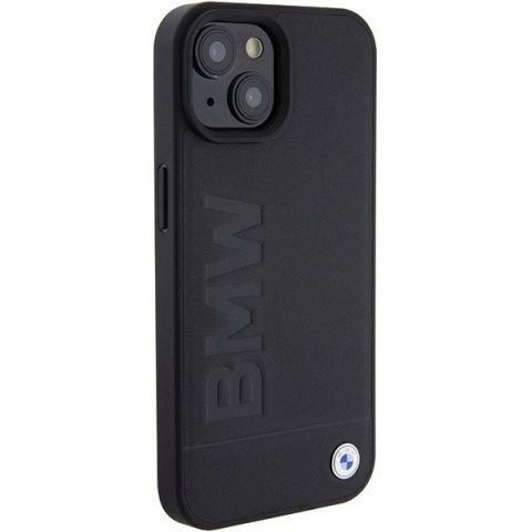 Etui na telefon iPhone 15 Plus / 14 Plus BMW czarne skórzane