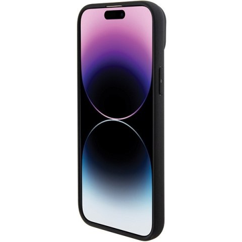 Etui na telefon iPhone 15 Plus / 14 Plus BMW czarne skórzane