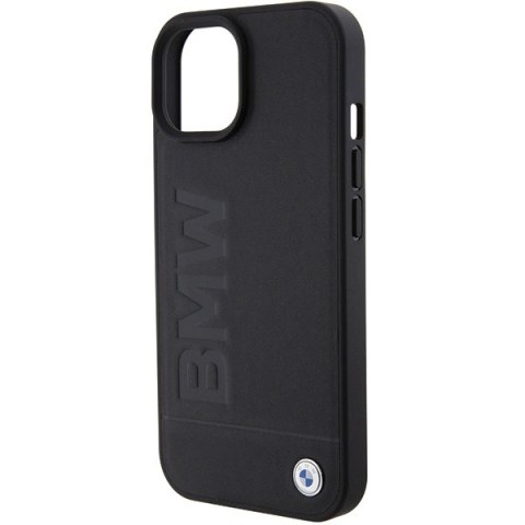 Etui na telefon iPhone 15 Plus / 14 Plus BMW czarne skórzane