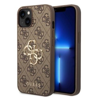 Etui na telefon iPhone 15 Plus / 14 Plus Guess brązowe hardcase 4G