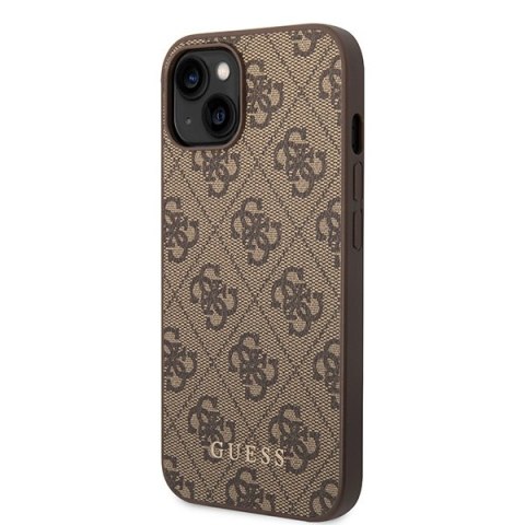 Etui na telefon iPhone 15 Plus / 14 Plus Guess brązowe hardcase 4G