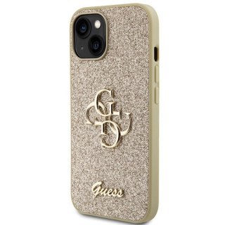 Etui na telefon iPhone 15 Plus/14 Plus Guess złote Glitter Script 4G