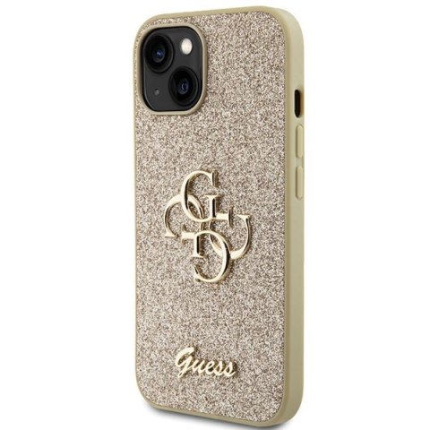 Etui na telefon iPhone 15 Plus/14 Plus Guess złote Glitter Script 4G