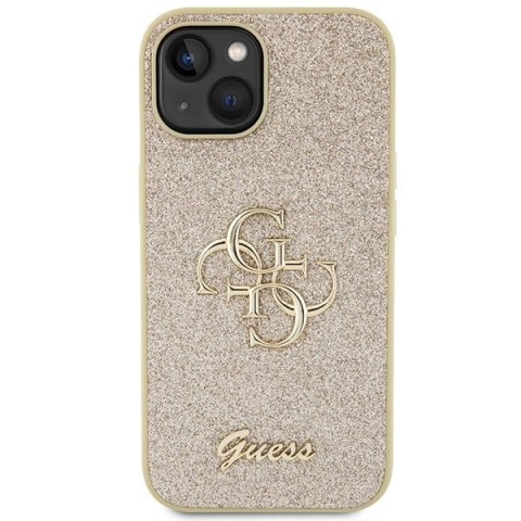 Etui na telefon iPhone 15 Plus/14 Plus Guess złote Glitter Script 4G