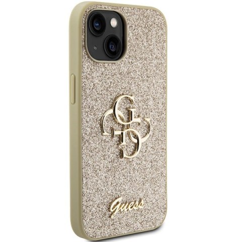 Etui na telefon iPhone 15 Plus/14 Plus Guess złote Glitter Script 4G