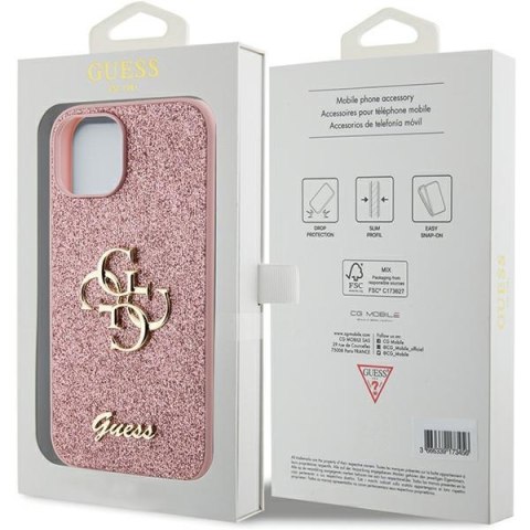 Etui na telefon iPhone 15 Plus / 14 Plus Guess różowe hardcase Glitter