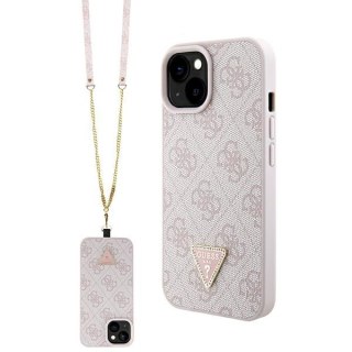 Etui na telefon iPhone 15 Plus/14 Plus Guess różowe hardcase 4G Metal Logo