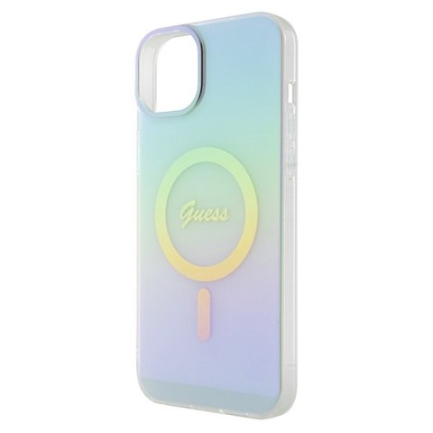 Etui na telefon iPhone 15 Plus/14 Plus Guess IML MagSafe turkusowe