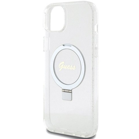 Etui na telefon iPhone 15 Plus / 14 Plus Guess Ring Stand MagSafe Glitter