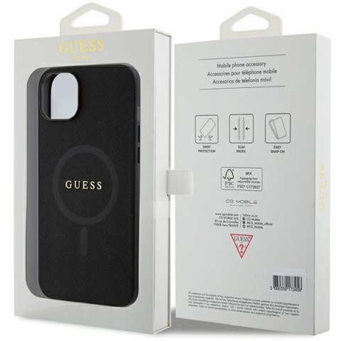 Etui na telefon iPhone 15 Plus/14 Plus Guess Saffiano MagSafe czarne