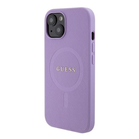 Etui na telefon iPhone 15 Plus / 14 Plus Guess Saffiano MagSafe fioletowe