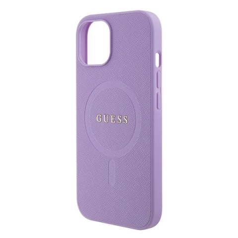 Etui na telefon iPhone 15 Plus / 14 Plus Guess Saffiano MagSafe fioletowe