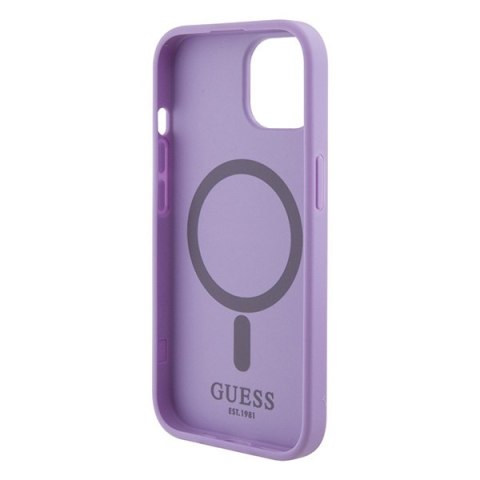 Etui na telefon iPhone 15 Plus / 14 Plus Guess Saffiano MagSafe fioletowe