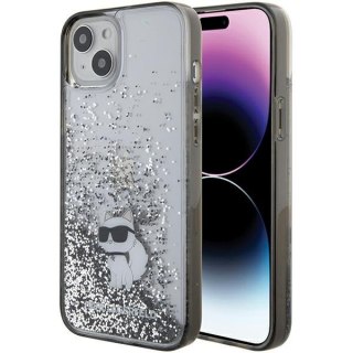 Etui iPhone 15 Plus / 14 Plus Karl Lagerfeld transparentne hardcase Liquid Glitter Choupette