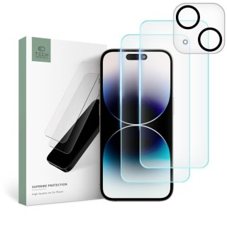 Szkło hartowane + na obiektywy aparatu Tech-Protect Supreme Set Apple iPhone 15 Plus clear [2+1 PACK]