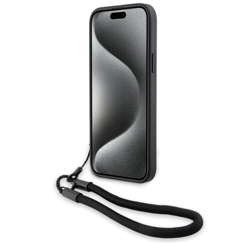 Etui na telefon iPhone 15 Plus / 14 Plus BMW czarne hardcase skórzane