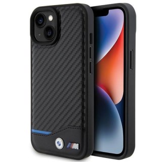 Etui iPhone 15 BMW czarne Leather Carbon