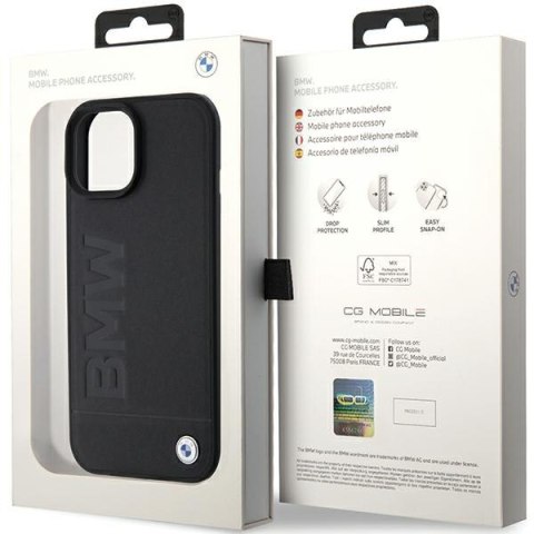 Etui BMW BMHCP15SSLLBK Apple iPhone 15 Leather Hot Stamp czarny/black