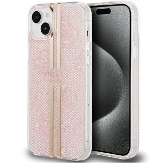 Etui na telefon iPhone 15 Plus / 14 Plus Guess różowe hardcase 4G Gold Stripe