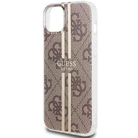 Etui na telefon iPhone 15 Plus / 14 Plus Guess brązowe hardcase 4G Gold