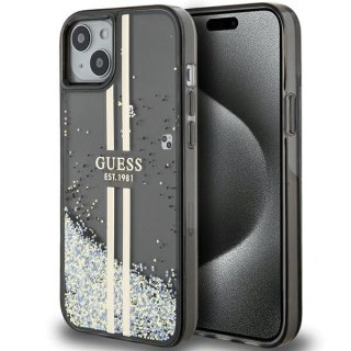 Etui na telefon iPhone 15 Plus / 14 Plus Guess czarne z brokatem złotym