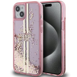 Etui na telefon iPhone 15 Plus / 14 Plus Guess różowe z brokatem