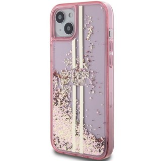 Etui na telefon iPhone 15 Plus / 14 Plus Guess różowe z brokatem