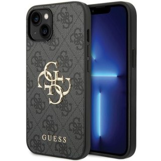 Etui iPhone 15 Guess szare hardcase 4G Big Metal Logo