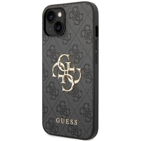 Etui na telefon iPhone 15 Guess szare hardcase 4G Big Metal Logo