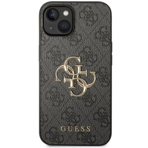 Etui na telefon iPhone 15 Guess szare hardcase 4G Big Metal Logo