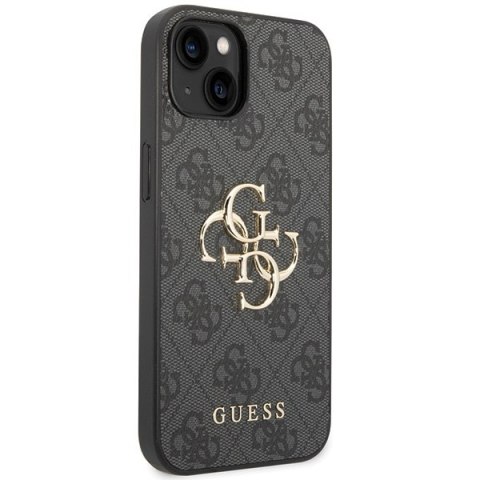 Etui na telefon iPhone 15 Guess szare hardcase 4G Big Metal Logo