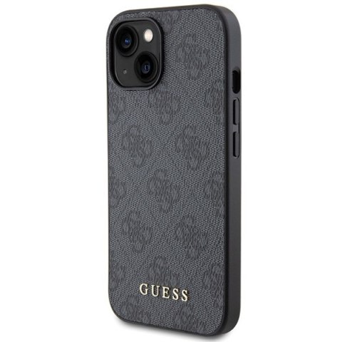 Etui na telefon iPhone 15 Guess szare hardcase 4G Metal Gold Logo