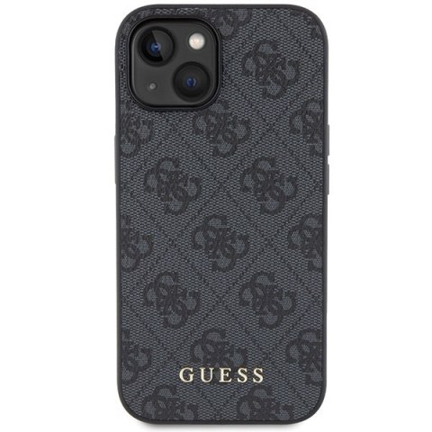 Etui na telefon iPhone 15 Guess szare hardcase 4G Metal Gold Logo