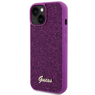 Etui na telefon iPhone 15 Guess fuksjowe hardcase Disco Metal Script