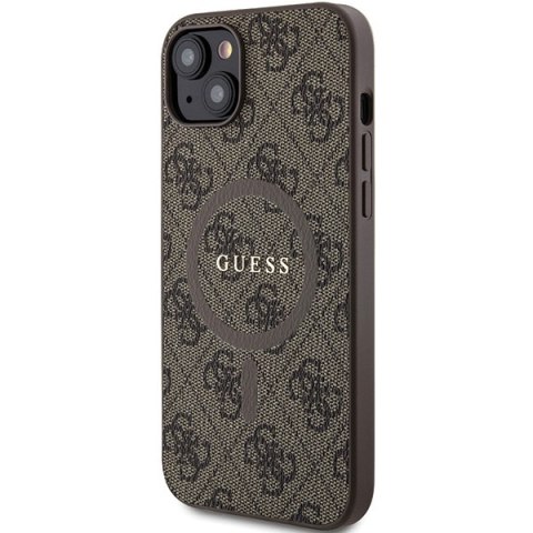 Etui na telefon iPhone 15 Plus Guess 4G Collection MagSafe brązowe