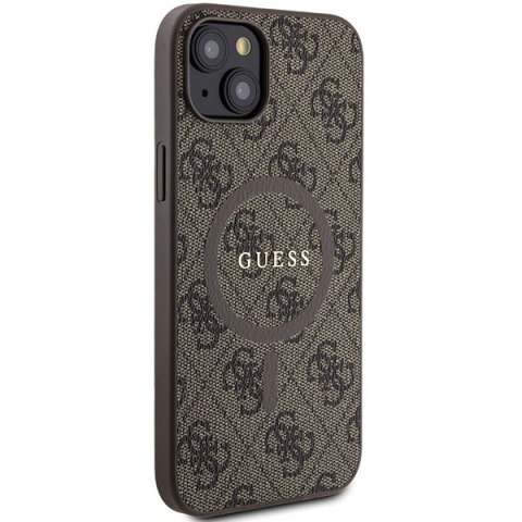 Etui na telefon iPhone 15 Plus Guess 4G Collection MagSafe brązowe