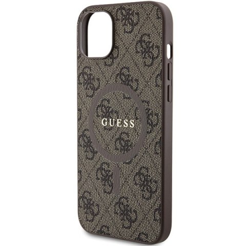 Etui na telefon iPhone 15 Plus Guess 4G Collection MagSafe brązowe