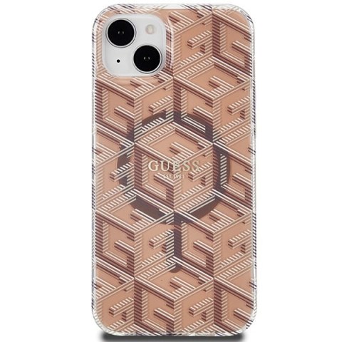 Etui na telefon iPhone 15 Plus/14 Plus Guess IML GCube MagSafe brązowe